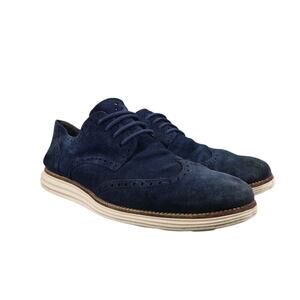 Cole Haan Shoes Mens 13 Oxfords Wingtip Lunargrand Leather Classic Blue Fashion